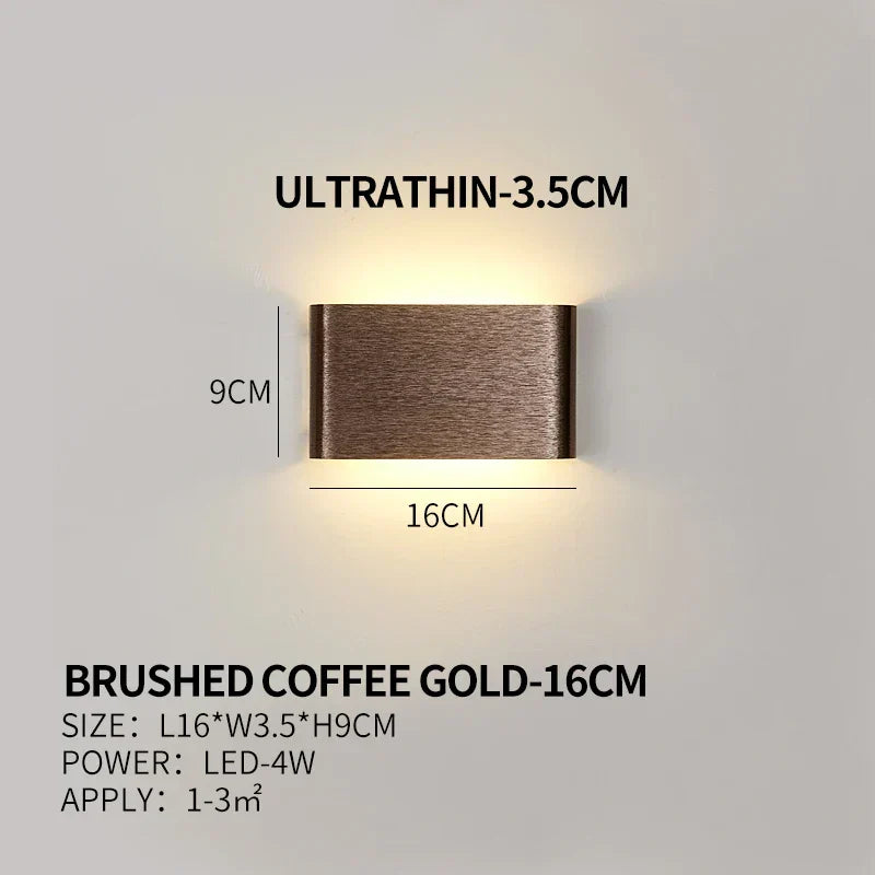 Ultra-dunne design wandlamp APHRODITE — moderne aluminium LED-wandverlichting met acryl kap