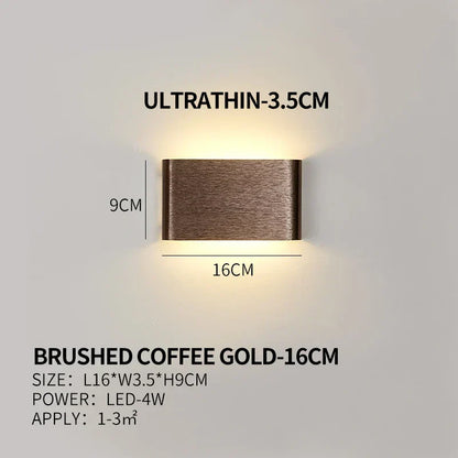 Ultra-dunne design wandlamp APHRODITE — moderne aluminium LED-wandverlichting met acryl kap