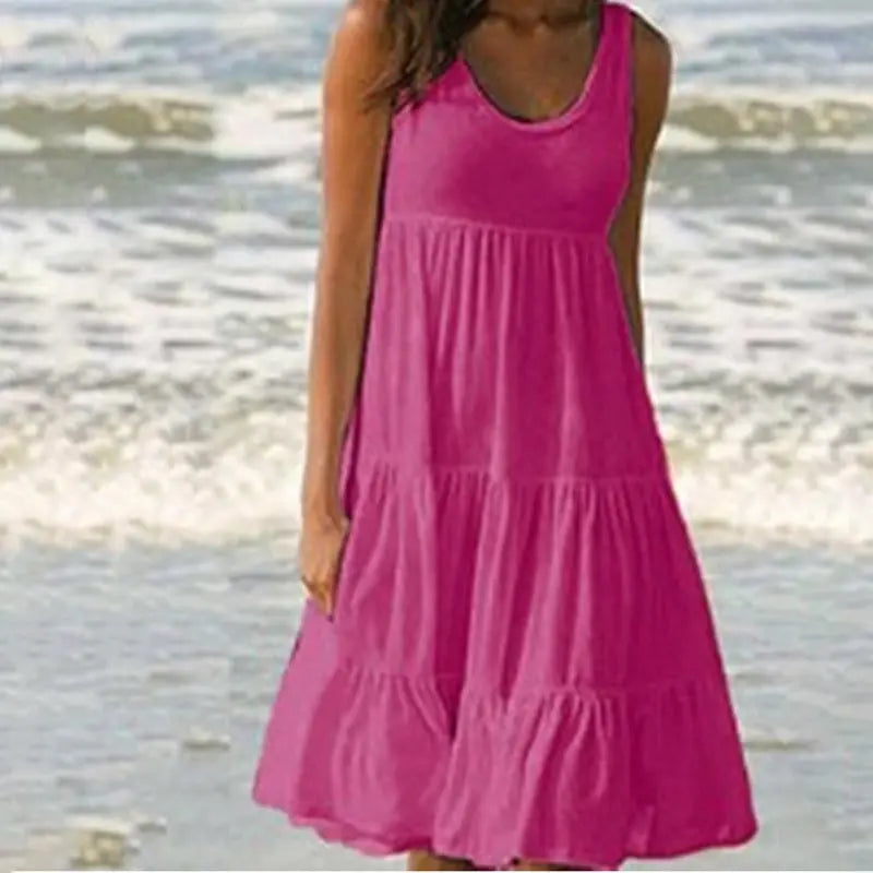 Boho Zomerjurk voor Vrouw met Rouches