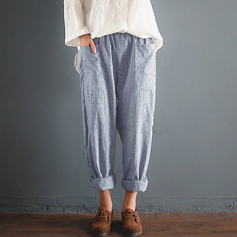 Vrouwelijke Linnen Broek Zomer Comfortabel Oversized Katoen