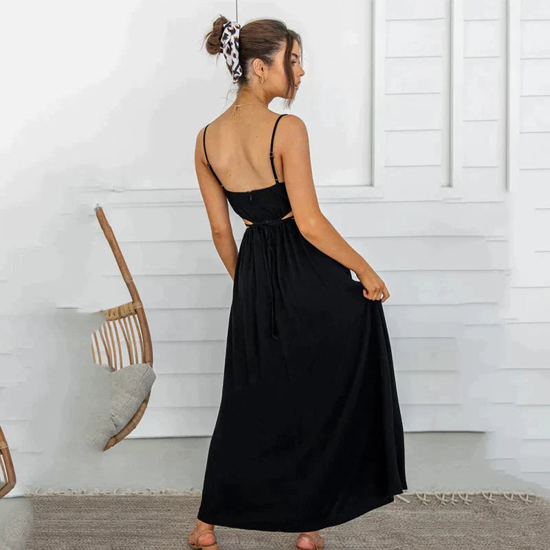 Rode Zomerjurk voor Vrouw Rond Hals Mode