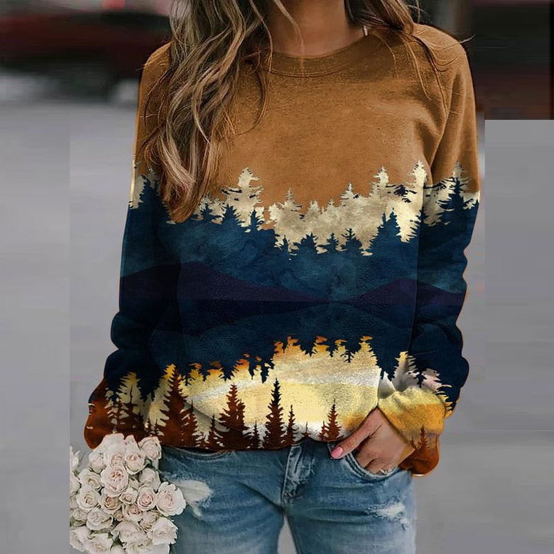 Dames Trui Warm en Comfortabel met Natuurlijke Print - StudioMarella