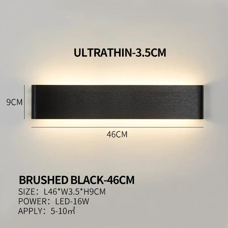 Ultra-dunne design wandlamp APHRODITE — moderne aluminium LED-wandverlichting met acryl kap