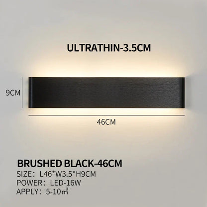 Ultra-dunne design wandlamp APHRODITE — moderne aluminium LED-wandverlichting met acryl kap