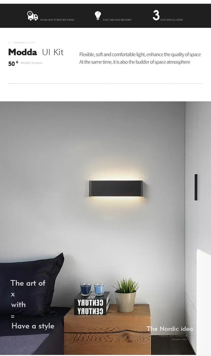 Ultra-dunne design wandlamp APHRODITE — moderne aluminium LED-wandverlichting met acryl kap
