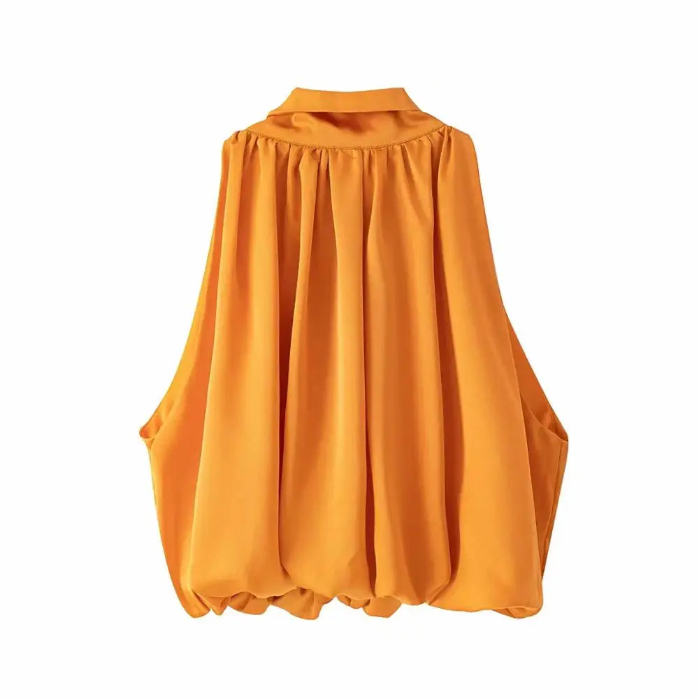 Dames Haltertop Oranje Kort Croptop Zomer