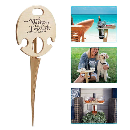 Houten Picknicktafel met Wijnhouder voor Buitengebruik Tuin Strand Camping Opvouwbaar Draagbaar Wijntafel Graspin Romantisch Outdoor Diner