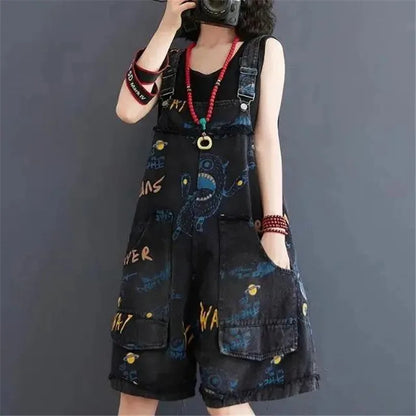 Zomer Overall Denim Shorts Bluzy Jurk