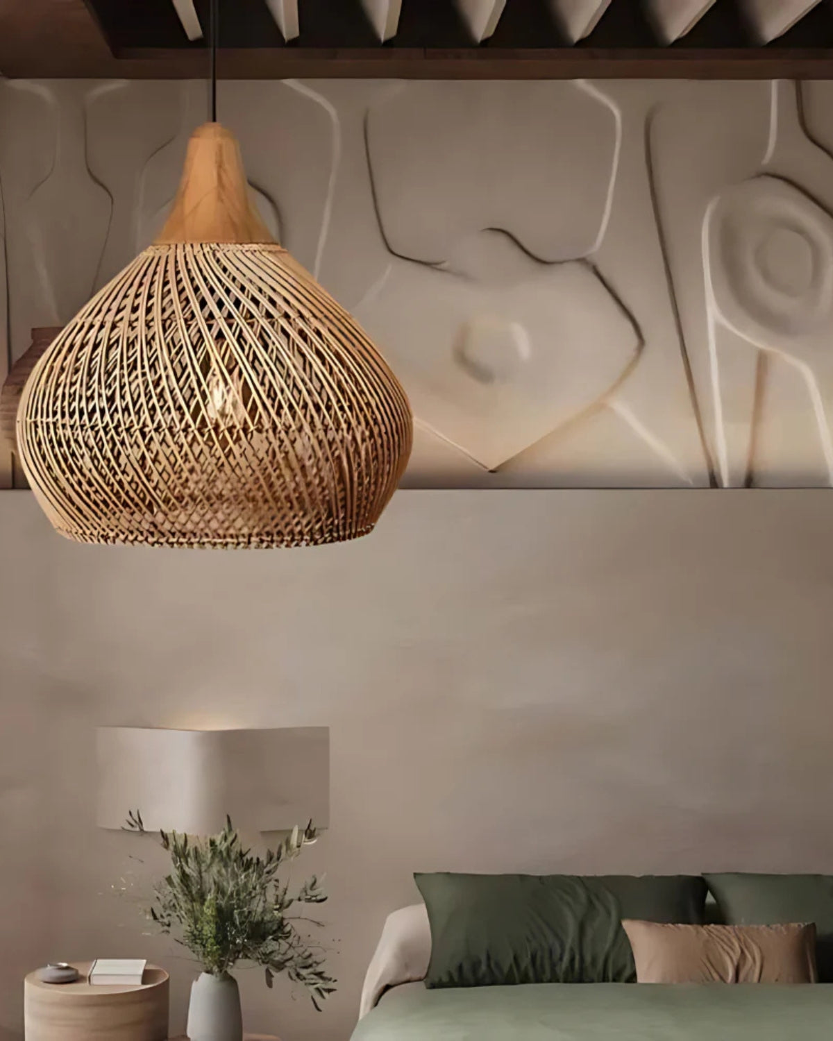 Handgeweven rotan hanglamp in boho stijl – natuurlijke plafondlamp voor eetkamer en woonkamer met warme lichtuitstraling