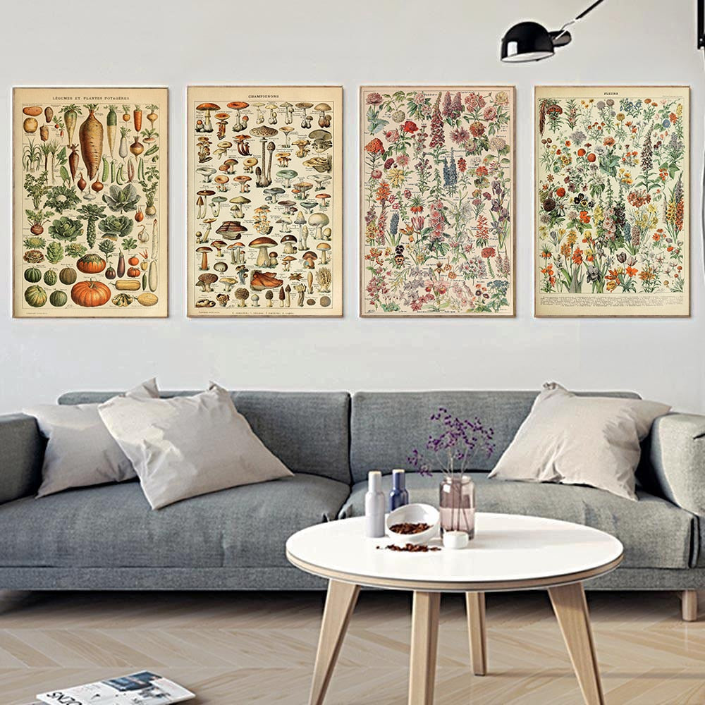 Vintage Botanische Prints Canvas Collectie – Klassieke Plantentekeningen Wanddecoratie