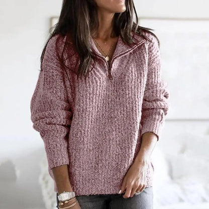 Dames Trui Halfzip Met Textuur en Zachte Structuur