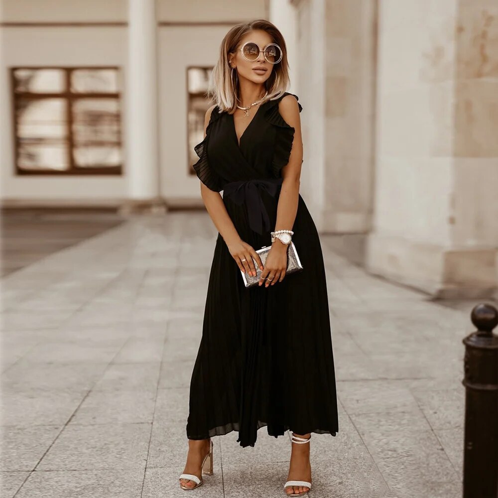 Vrouwelijke Zomerjurk Ruches en Plooien Vintage Look
