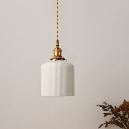 Retro Hanglamp met Witte Keramische Kap – Moderne LED Verlichting voor Woonkamer en Slaapkamer