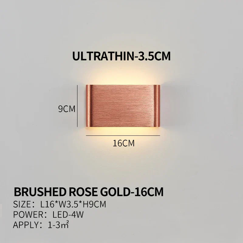 Ultra-dunne design wandlamp APHRODITE — moderne aluminium LED-wandverlichting met acryl kap