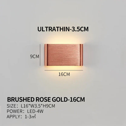 Ultra-dunne design wandlamp APHRODITE — moderne aluminium LED-wandverlichting met acryl kap