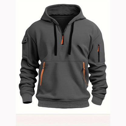 Adriano | Fleece Trui met Kap en Half Rits