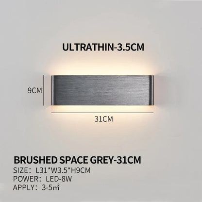 Ultra-dunne design wandlamp APHRODITE — moderne aluminium LED-wandverlichting met acryl kap