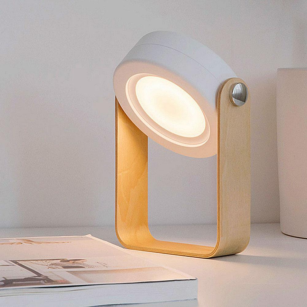 Tafellamp hout LED oplaadbaar dimbaar wit bureau nachtlamp Scandinavisch design verstelbare lamp draadloos USB