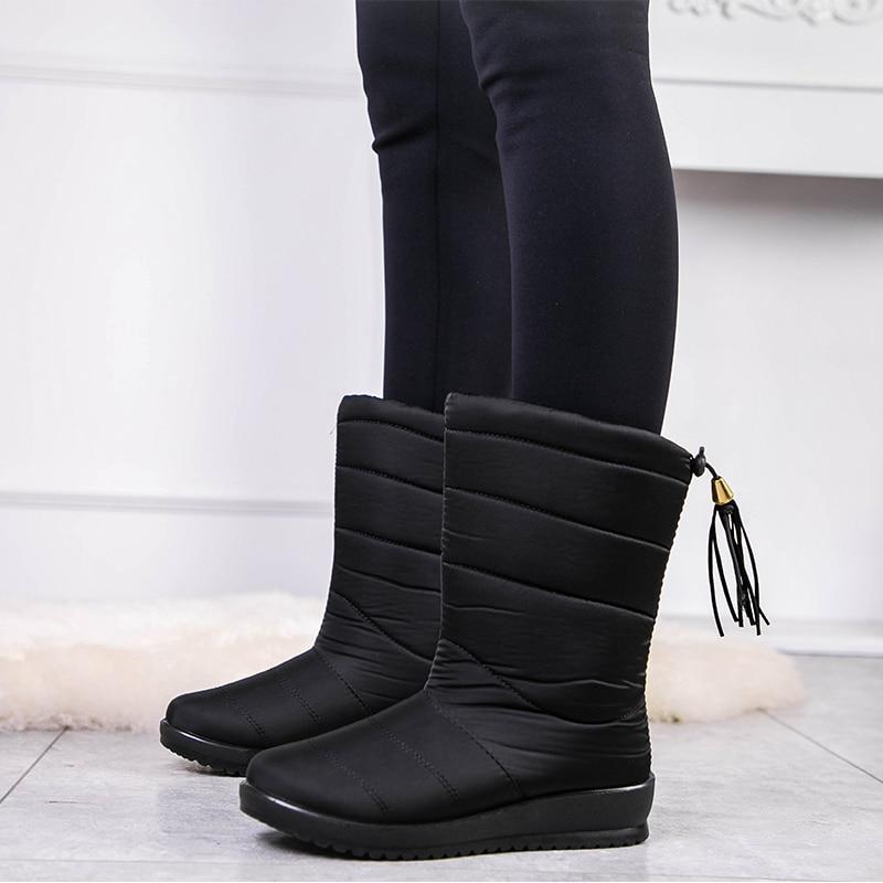 Gevoerde Waterdichte Winterlaarzen Dames met Antislipzool – Warme Polyester Snowboots voor Brede Voeten