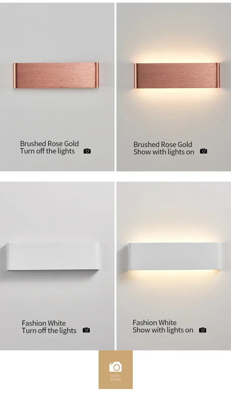 Ultra-dunne design wandlamp APHRODITE — moderne aluminium LED-wandverlichting met acryl kap