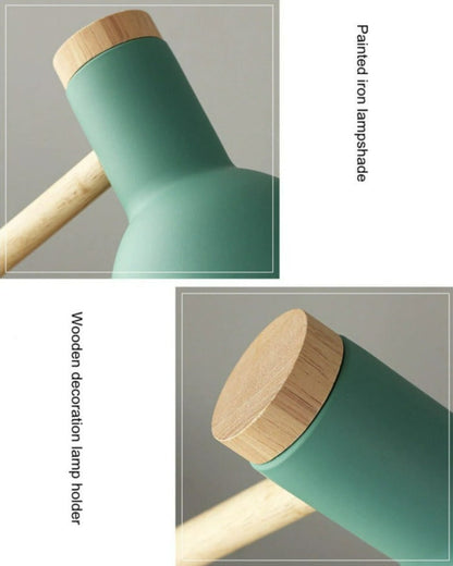 Scandinavische Houten Tafellamp met Draaibare Kop en LED-Verlichting