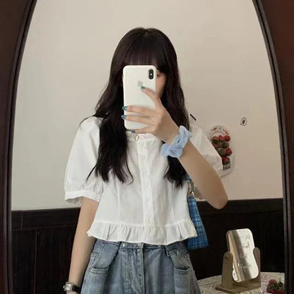 Vrouwelijke Zomer Blouse van Glanzend Katoen