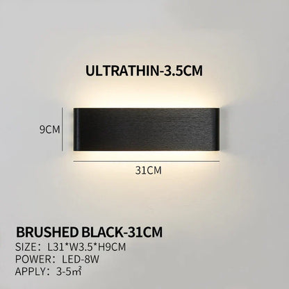 Ultra-dunne design wandlamp APHRODITE — moderne aluminium LED-wandverlichting met acryl kap