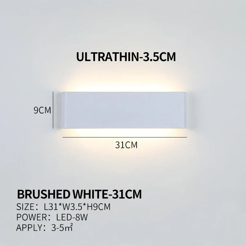 Ultra-dunne design wandlamp APHRODITE — moderne aluminium LED-wandverlichting met acryl kap