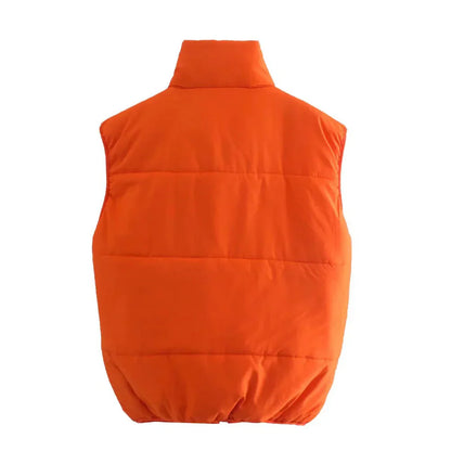 Dames Bodywarmer Oranje Gewatteerd Mouwloos
