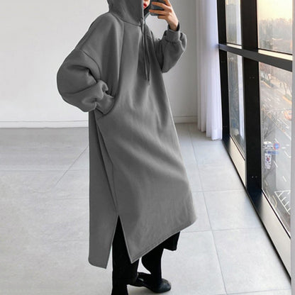Lange Sweatshirt met Kap en Mouwen Warm en Comfortabel