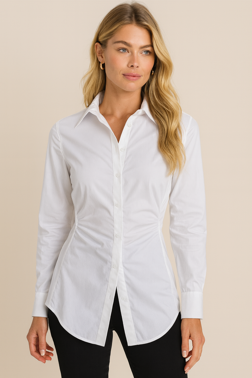 Dames Blouse Katoen met Kraag en Modern Design Hazel