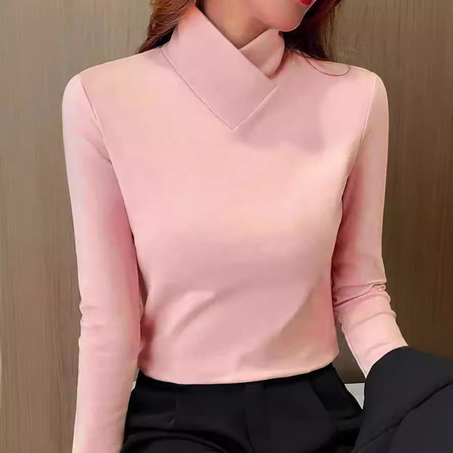 Vrouwelijke Top met Asymmetrische Kraag Elegante Look