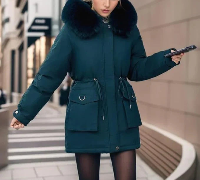 Donswitte Winterjas voor Vrouw Warm en Waterdicht