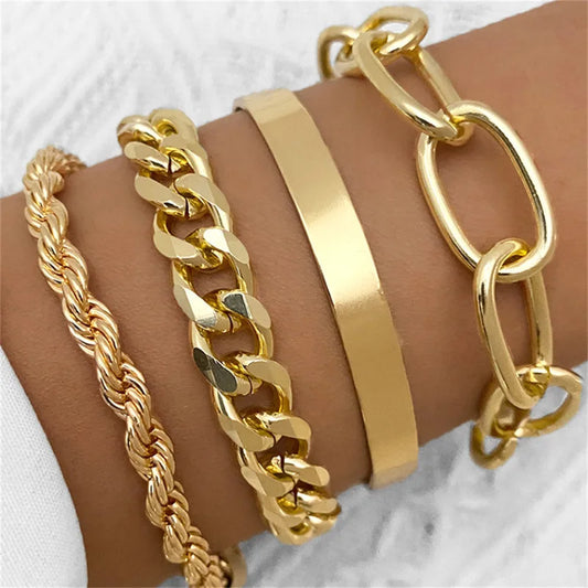 Gouden Armbanden Set 4-Delig Luxe Sieraden - StudioMarella