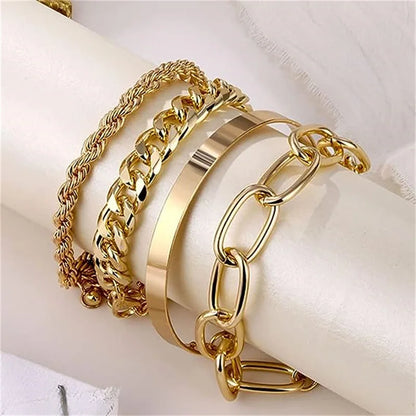 Gouden Armbanden Set 4-Delig Luxe Sieraden