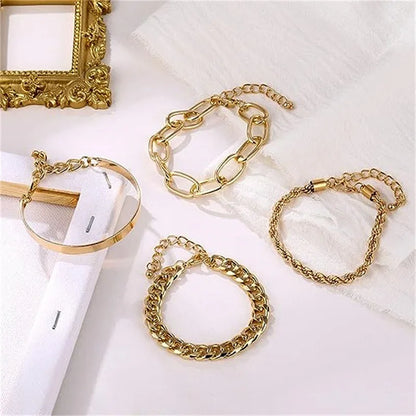 Gouden Armbanden Set 4-Delig Luxe Sieraden