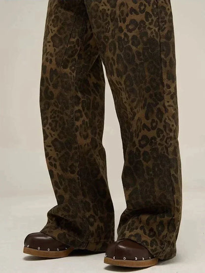 Leopard Jeans Dames Straight Fit Mode