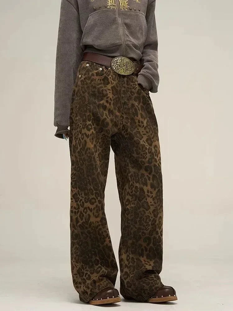 Leopard Jeans Dames Straight Fit Mode