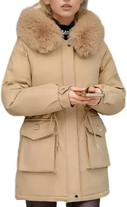 Donswitte Winterjas voor Vrouw Warm en Waterdicht