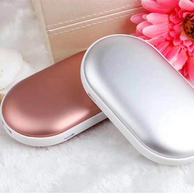 Oplaadbare Handwarmer met Powerbank 5200mAh Zilver Goud Roségoud Blauw Dubbele Verwarming 3 Temperatuurstanden USB-C Compact Zakformaat Outdoor Winter Cadeau