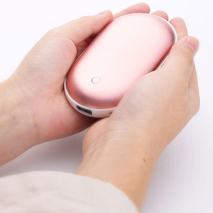 Oplaadbare Handwarmer met Powerbank 5200mAh Zilver Goud Roségoud Blauw Dubbele Verwarming 3 Temperatuurstanden USB-C Compact Zakformaat Outdoor Winter Cadeau