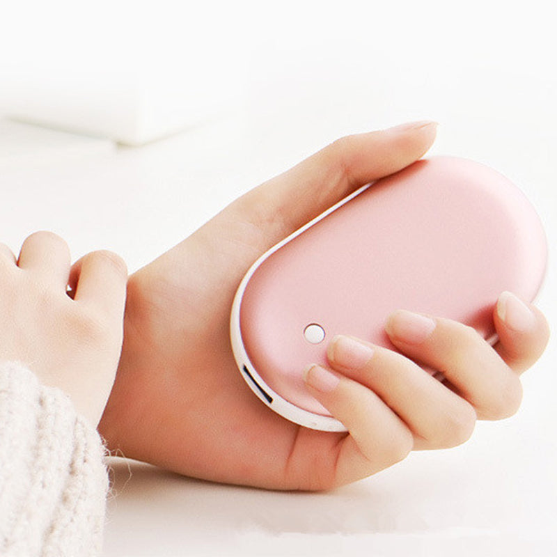 Oplaadbare Handwarmer met Powerbank 5200mAh Zilver Goud Roségoud Blauw Dubbele Verwarming 3 Temperatuurstanden USB-C Compact Zakformaat Outdoor Winter Cadeau