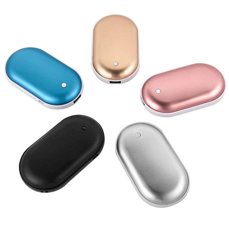 Oplaadbare Handwarmer met Powerbank 5200mAh Zilver Goud Roségoud Blauw Dubbele Verwarming 3 Temperatuurstanden USB-C Compact Zakformaat Outdoor Winter Cadeau
