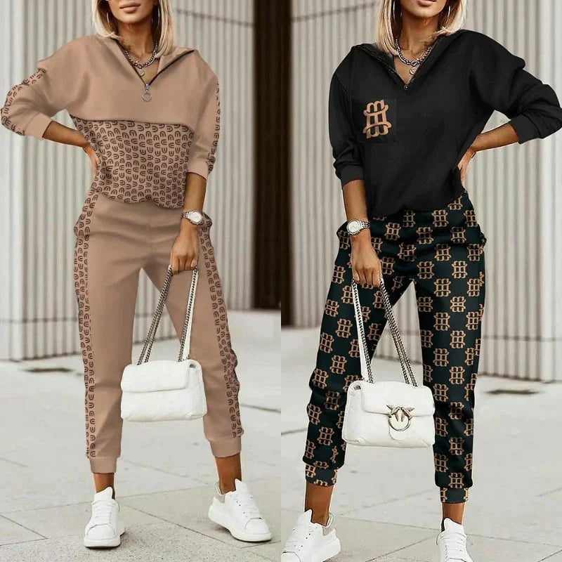 Dames Joggingpak Zacht - Monogram Co-ord Set Sportief