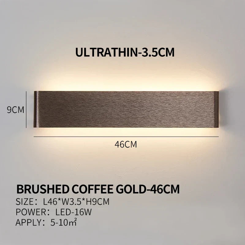 Ultra-dunne design wandlamp APHRODITE — moderne aluminium LED-wandverlichting met acryl kap