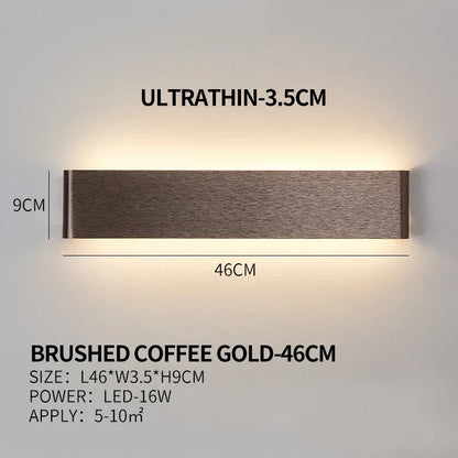 Ultra-dunne design wandlamp APHRODITE — moderne aluminium LED-wandverlichting met acryl kap