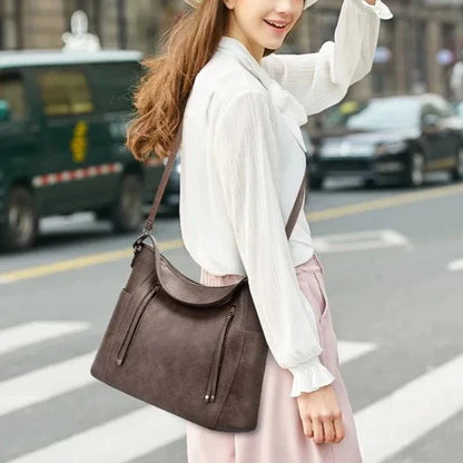 Lederen Dameshandtas Olive Groen Vintage Stijl