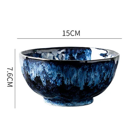 10-Delig Serviesgoed Set Melkwegstelsel Design Blauw Keramiek voor Dagelijks Gebruik en Feestdagen
