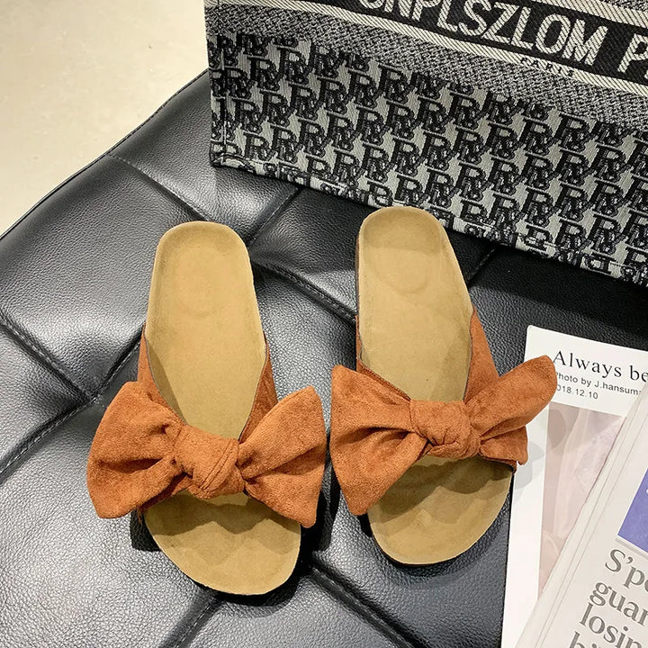 Vrouwen Pantoffels Warm en Zachtaardig met Strik