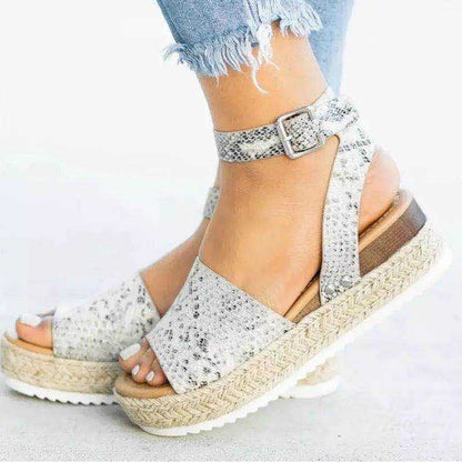 Dames Plateau Sandalen met Verstelbaar Enkelbandje | Zomerse Sleehak Schoenen met Open Teen voor Dagelijks Gebruik